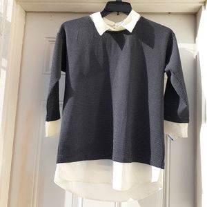 Ann Taylor black dotted blouse/top